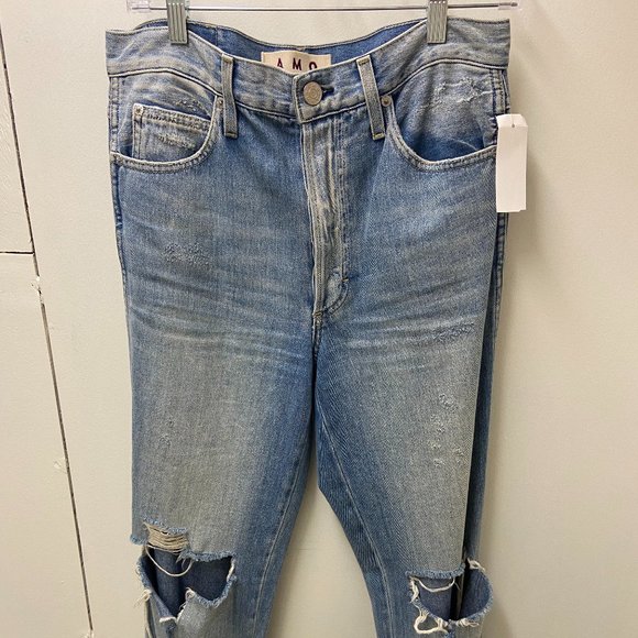 Medium-wash ripped boyfriend jeans by AMO